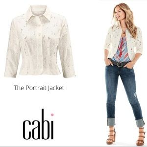 NWT  CAbi Portrait Jacket w/Laser Cut Floral Lace